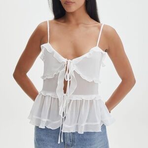 REVOLVE White Ruffle Camisole